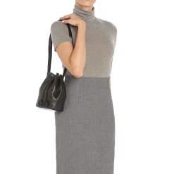 Tessa Women's bucket bag in leather color black