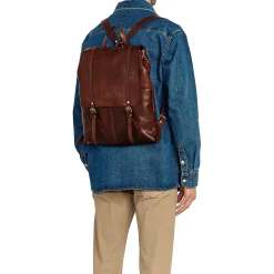 Trappola Men's backpack in vintage leather color coffee