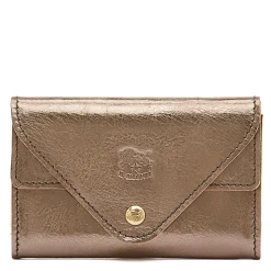Uffizi Card case in metallic leather color metallic bronze