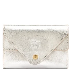 Uffizi Card case in metallic leather color metallic silver