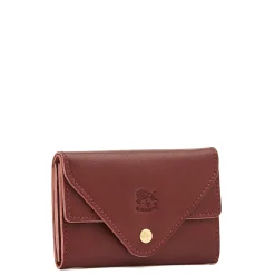 Uffizi Card case in leather color black cherry