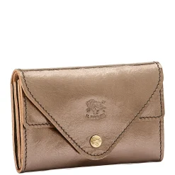 Uffizi Card case in metallic leather color metallic bronze