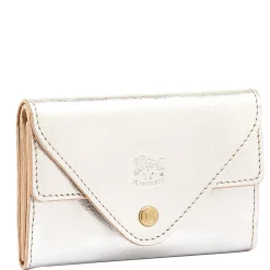 Uffizi Card case in metallic leather color metallic silver