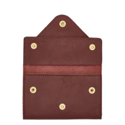 Uffizi Card case in leather color black cherry