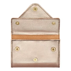 Uffizi Card case in metallic leather color metallic bronze