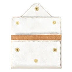 Uffizi Card case in metallic leather color metallic silver