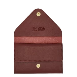 Uffizi Card case in leather color black cherry