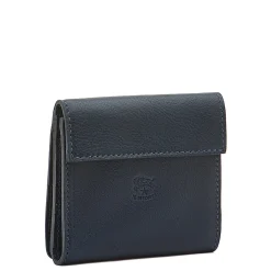 Wallet in leather color blue