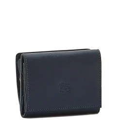 Wallet in leather color blue