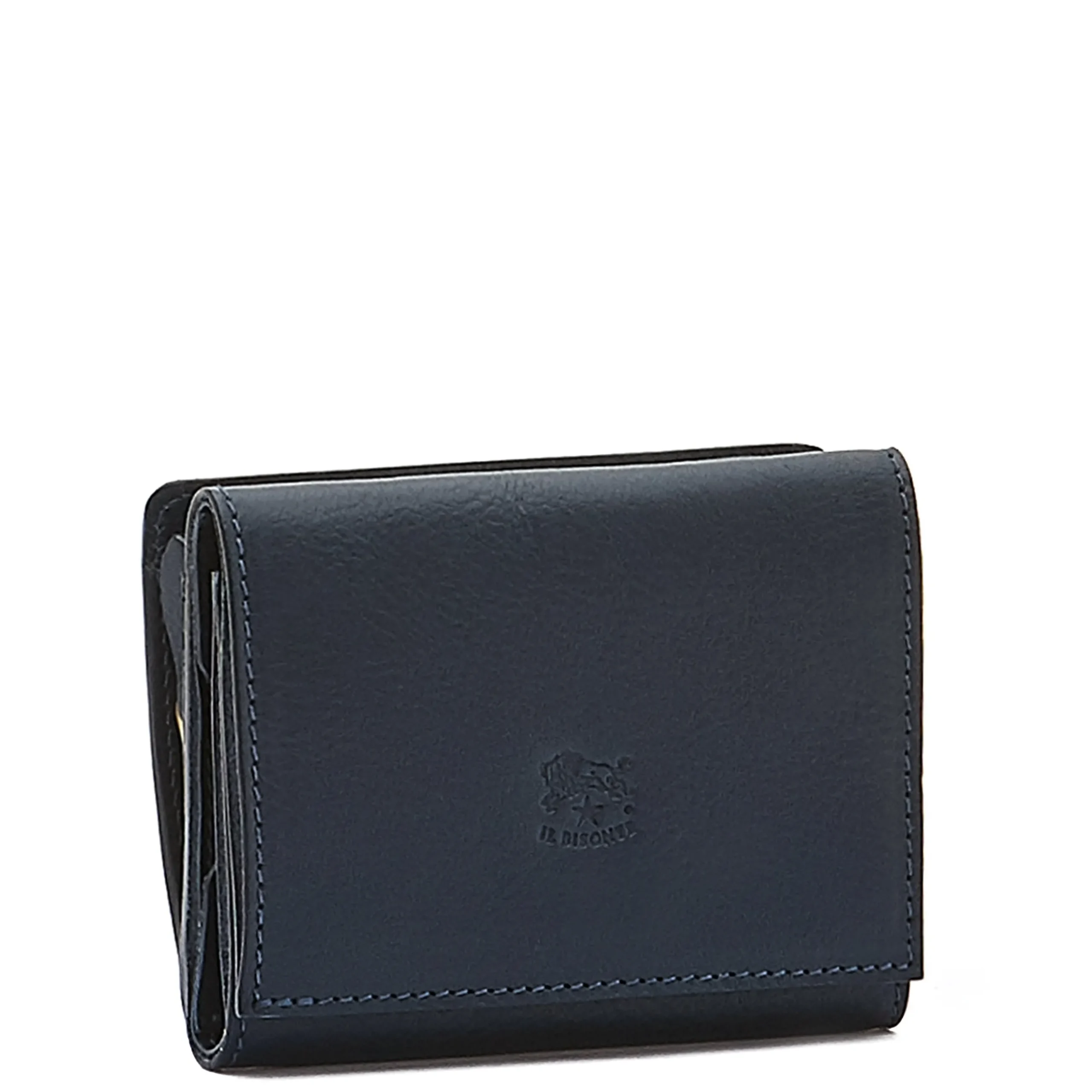 Wallet in leather color blue