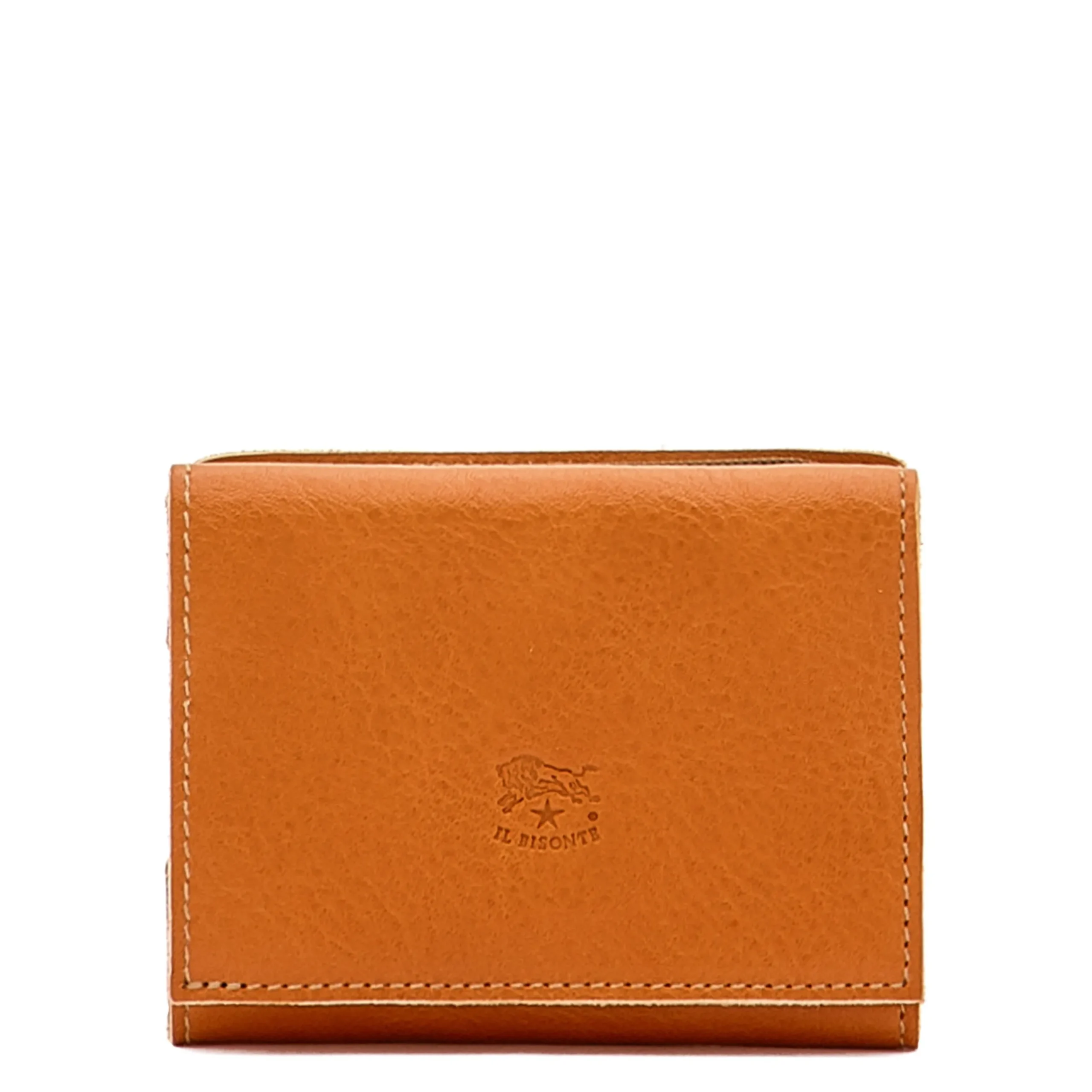 Wallet in leather color caramel