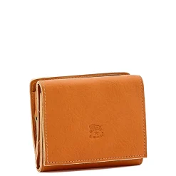 Wallet in leather color caramel