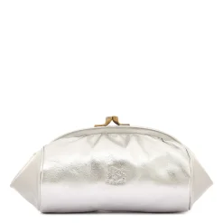 Women's case in metallic leather color metallic silver