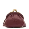 Women's coin purse in leather color black cherry
