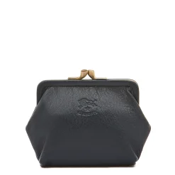 Women's coin purse in leather color blue