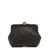 Women's coin purse in leather color black