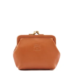 Women's coin purse in leather color caramel