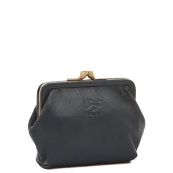 Women's coin purse in leather color blue