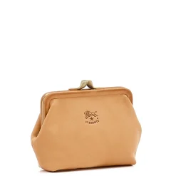 Women's coin purse in leather color natural