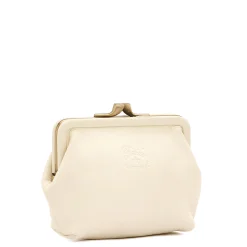 Women's coin purse in leather color milk