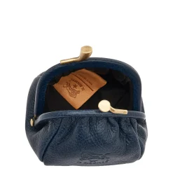 Women's coin purse in leather color blue