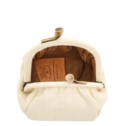 Women's coin purse in leather color milk
