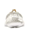 Women's coin purse in metallic leather color metallic silver