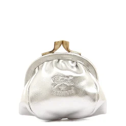 Women's coin purse in metallic leather color metallic silver