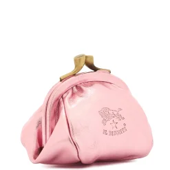 Women's coin purse in metallic leather color pink