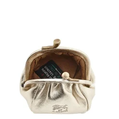 Women's coin purse in metallic leather color metallic platinum