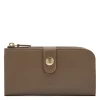 Women's continental wallet in leather color light grey