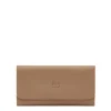 Women's continental wallet in leather color light grey