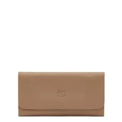 Women's continental wallet in leather color light grey