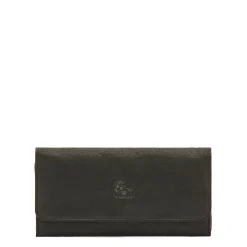 Women's continental wallet in vintage leather color black