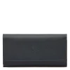 Women's continental wallet in leather color blue