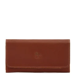 Women's continental wallet in vintage leather color sepia