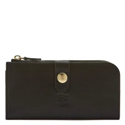 Women's continental wallet in leather color black