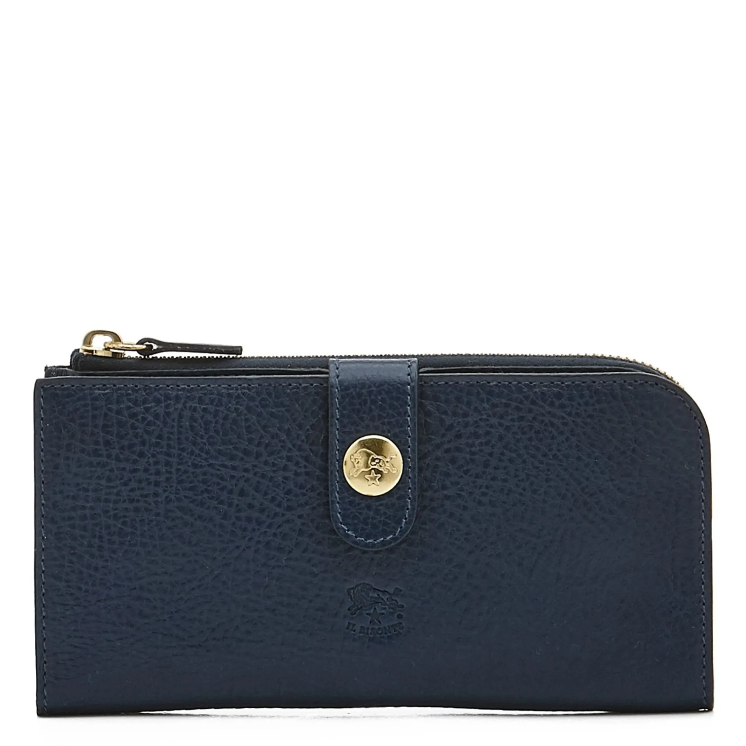 Women's continental wallet in leather color blue