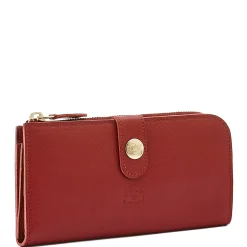 Women's continental wallet in leather color red