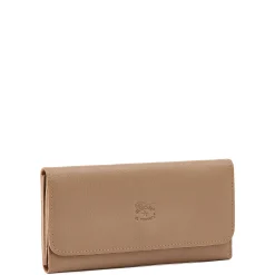 Women's continental wallet in leather color light grey