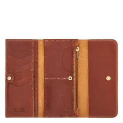 Women's continental wallet in vintage leather color sepia