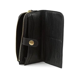 Women's continental wallet in leather color black