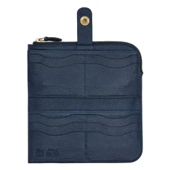 Women's continental wallet in leather color blue