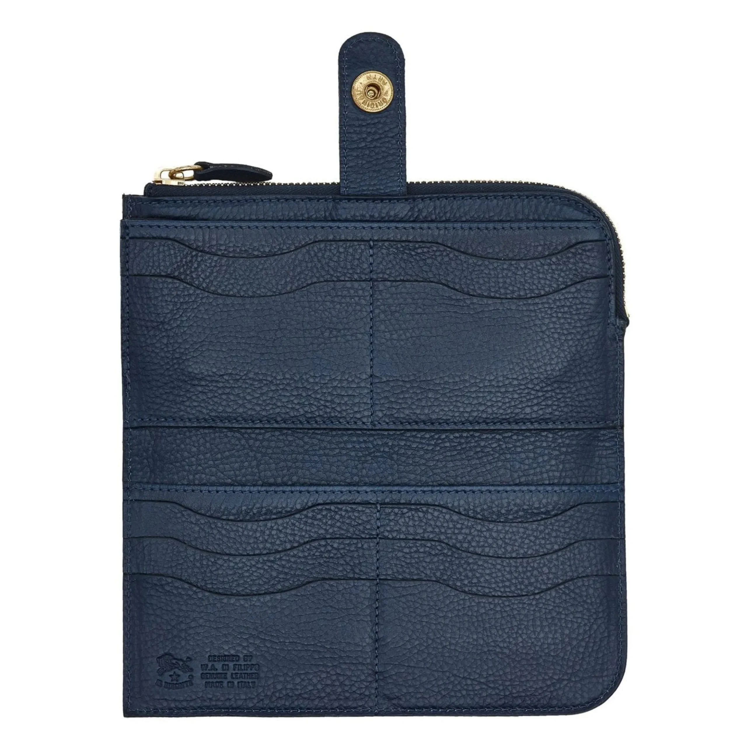 Women's continental wallet in leather color blue