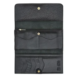 Women's continental wallet in leather color black