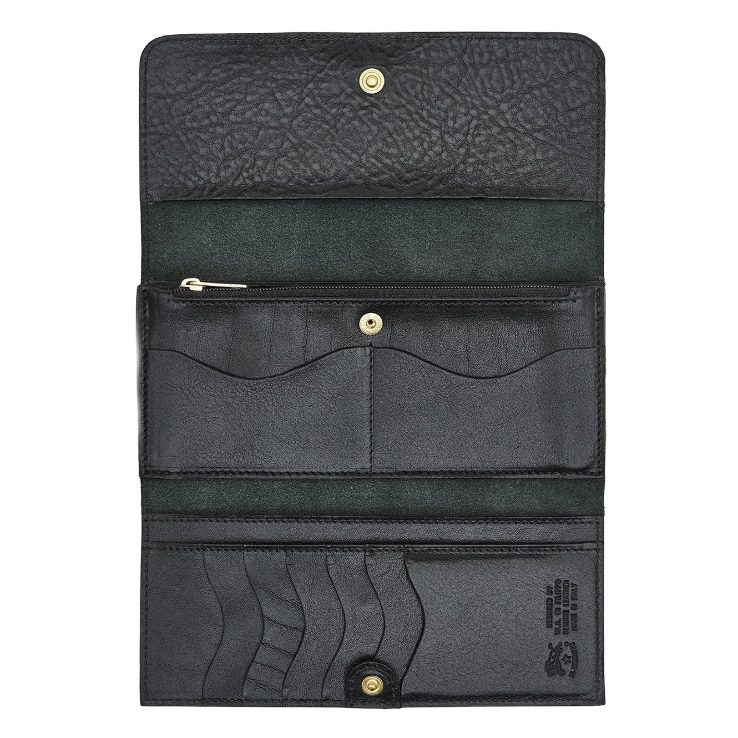 Women's continental wallet in leather color black
