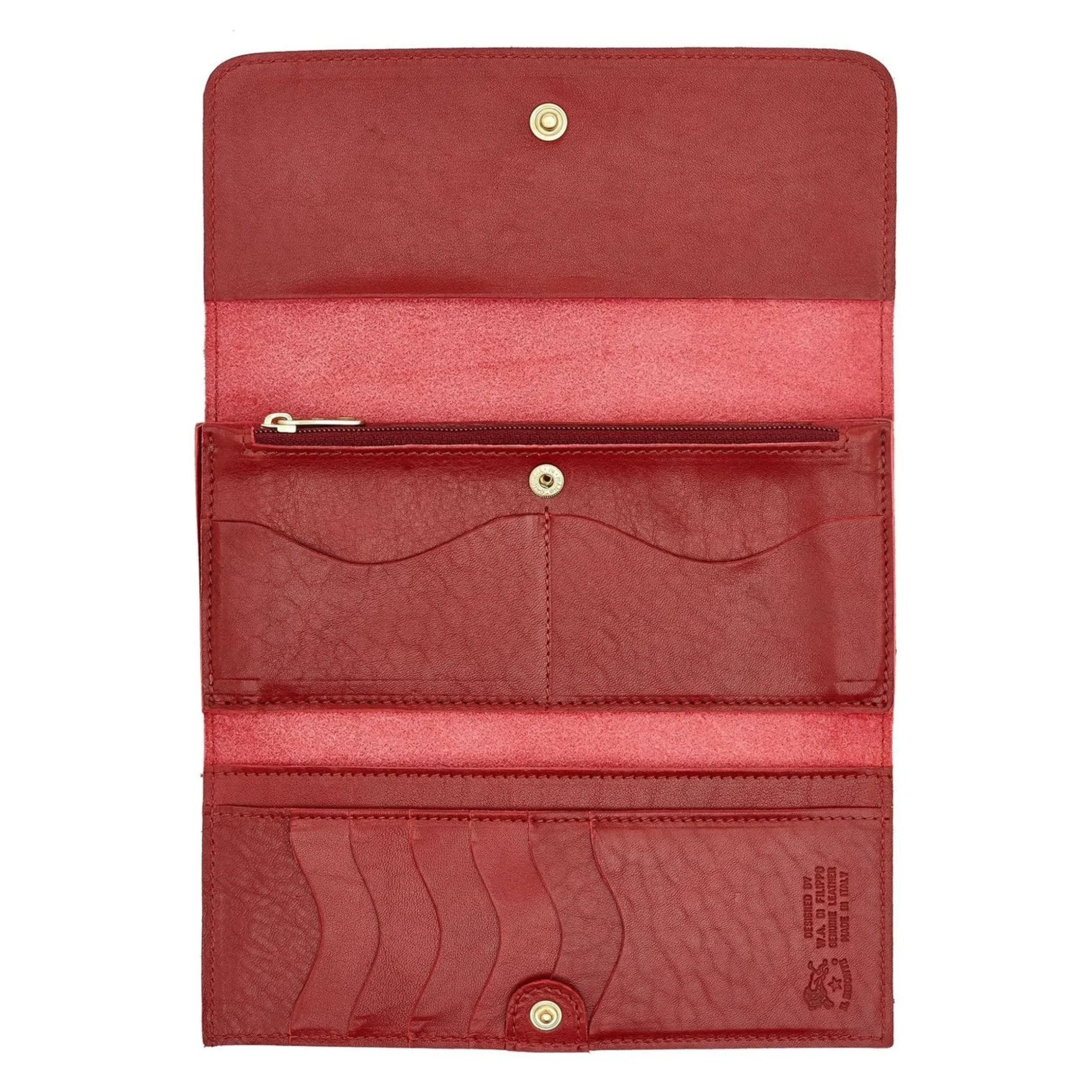 Women's continental wallet in leather color red