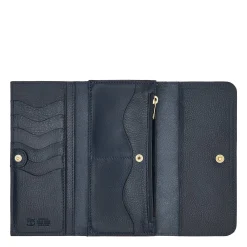 Women's continental wallet in leather color blue