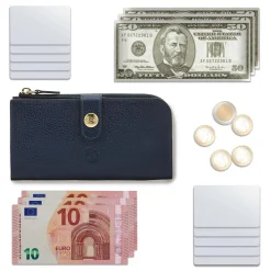 Women's continental wallet in leather color blue