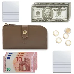 Women's continental wallet in leather color light grey